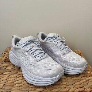 Hoka Bondi 8 Women's White Athletic Shoes Size 8 wide